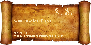 Kaminszky Maxim névjegykártya